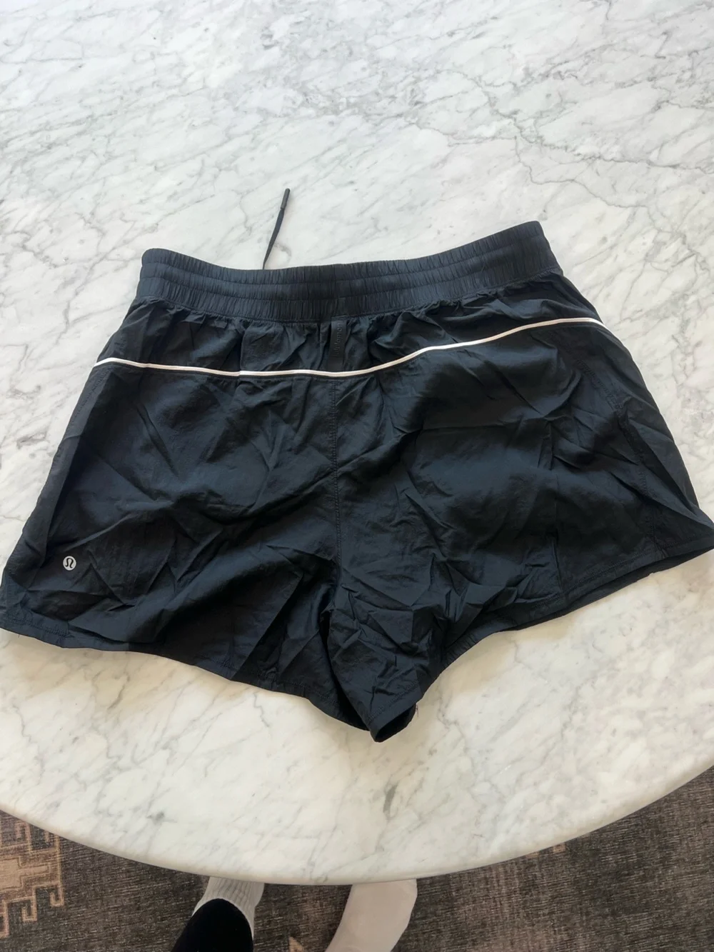 lululemon athletica Black Athletic Shorts with White Piping